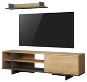 Σύνθετο σαλονιού Saloon σε ανθρακί-oak απόχρωση 160x35.5x44εκ 160x35.5x44 εκ.