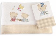 Βρεφικές Πετσέτες Σετ 2τμχ Happy Bears White DimCol Σετ Πετσέτες 30x50cm 100% Βαμβάκι
