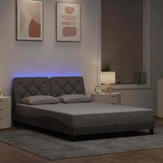 Σκελετός Κρεβατιού με LED Χωρίς Στρώμα Taupe 120x200 εκ. - Μπεζ-Γκρι