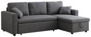 Γωνιακός καναπές κρεβάτι Kamore Αναστρέψιμος με αποθηκευτικό χώρο ανθρακί ύφασμα 223x146x85εκ. 223x146x85 εκ.