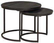 vidaXL Τραπεζάκια Καφέ Στερεών 2 pcs Μασίφ ξύλο μάνγκο και χάλυβας