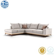 Γωνιακός καναπές δεξιά γωνία Luxury II pakoworld ύφασμα cream-mocha 290x235x95εκ