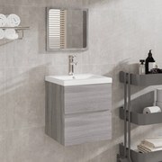 vidaXL Ντουλάπι Μπάνιου με Νιπτήρα και Καθρέφτη Γκρι Sonoma