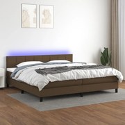 Κρεβάτι Boxspring με Στρώμα &amp; LED Σκ.Καφέ 200x200 εκ Υφασμάτινο - Καφέ