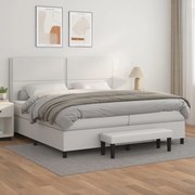 vidaXL Κρεβάτι Boxspring με Στρώμα Λευκό 200x200 εκ. Συνθετικό Δέρμα