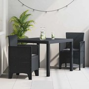 vidaXL Σέτ φαγητού για κήπο 3 pcs Ανθρακί Rattan Polt