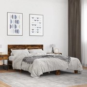 vidaXL Πλαίσιο Κρεβατιού Καπνιστή Δρυς 120x200εκ. Επεξ. Ξύλο & Μέταλλο