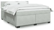 vidaXL Κρεβάτι Boxspring με Στρώμα Ανοιχτό Γκρι 180x200 εκ. Βελούδινο