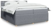 Κρεβάτι Boxspring με Στρώμα Ανοιχτό Γκρι 200x200 εκ. Υφασμάτινο - Γκρι