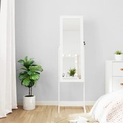 vidaXL Έπιπλο Κοσμημάτων με Καθρέφτη &amp; LED Φώτα Επιδαπέδιο Λευκό