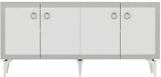 Μπουφές Ponny 475OLV2750 150x40x79cm White-Silver Μοριοσανίδα, Μελαμίνη