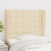 Κεφαλάρι με Πτερύγια Κρεμ 93 x 23 x 118/128 εκ. Υφασμάτινο - Κρεμ