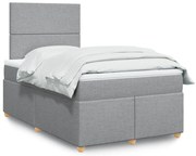 vidaXL Κρεβάτι Boxspring με Στρώμα Ανοιχτό Γκρι 120x200 εκ. Υφασμάτινο