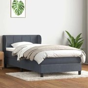 Κρεβάτι Boxspring με Στρώμα Σκούρο Γκρι 80x220 εκ. Βελούδινο 3317548