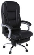 WOODWELL BF8550 Massage Relax Πολυθρόνα Γραφείου Διευθυντή, Βάση Χρώμιο με Υποπόδιο, Pu Μαύρο 68x64-135x118/127cm ΕΟ284,1