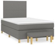 Κρεβάτι Boxspring με Στρώμα Σκούρο Γκρι 120x190 εκ Υφασμάτινο - Γκρι