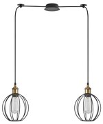 SE21-BR-10-BL2-GR2 MAGNUM Bronze Metal Pendant Black Metal Grid with Black Fabric Cable+ HOMELIGHTING 77-8713