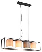 Φωτιστικό Κρεμαστό Trio Lighting Ross 303100417 Μαύρο Ματ με Αμπαζούρ