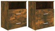 vidaXL Κομοδίνα 2 τεμ. Καπνιστή Δρυς 50 x 32 x 60 εκ.