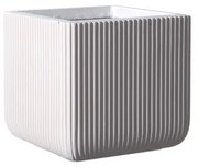 Supergreens Γλάστρα Πήλινη Τετράγωνη ''Stripe'' Λευκή S 24x24x23 εκ.