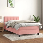 ΚΡΕΒΑΤΙ BOXSPRING ΜΕ ΣΤΡΩΜΑ ΡΟΖ 90X190 ΕΚ. ΒΕΛΟΥΔΙΝΟ 3141400