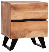 NIGHTSTAND WITH 2 DRAWERS ALICIA  SOLID ACACIA WOOD-METAL 45x35x56Hcm.