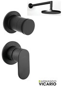 Armando Vicario Slim Black Matt Μίκτης Εντοιχισμού 1 Εξ.+εκτροπέας περ/κός 2 εξ.+ Ανακλινόμενη Κεφαλή Round Ø20εκ+Μπράτσο Τοίχου