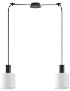 SE21-BL-4-BL2-SH1 ADEPT TUBE Black Pendant White Fabric Shade+ HOMELIGHTING 77-8508