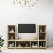 vidaXL Έπιπλα Τηλεόρασης 3 τεμ. Sonoma Δρυς 107x35x37 εκ. Μοριοσανίδα