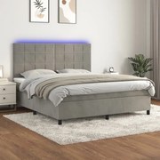 ΚΡΕΒΑΤΙ BOXSPRING ΜΕ ΣΤΡΩΜΑ &amp; LED ΑΝ.ΓΚΡΙ 180X200 ΕΚ. ΒΕΛΟΥΔΙΝΟ 3136137