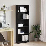vidaXL Μαύρη Δρύινη Βιβλιοθήκη - 60x24x176 εκ