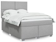 vidaXL Κρεβάτι Boxspring με Στρώμα Ανοιχτό Γκρι 140x200 εκ. Υφασμάτινο