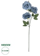 GloboStar® Artificial Garden GREY BLUE CLIMBING ROSE BRANCH 21188 Τεχνητό Διακοσμητικό Κλαδί Τριαντάφυλλο Γκρί Μπλέ Y66cm