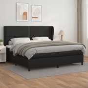 vidaXL Κρεβάτι Boxspring με Στρώμα Μαύρο 200x200 εκ. Συνθετικό Δέρμα