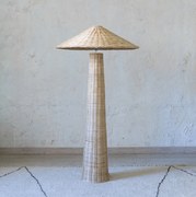 Φωτιστικό Δαπέδου DUTA Rattan/Μέταλλο 25x25xH128 cm Αμπαζούρ 70x70x18 cm E27 Max60W Hintsdeco Collection