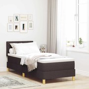 vidaXL Κρεβάτι με Βαρέλι και Στρώμα Σκούρο Καφέ 80x200 cm Ύφασμα