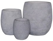 FLOWER POT-8  Set 3 τεμαχίων, Απόχρωση Light Grey Wash Φ25x28 - Φ35x39 - Φ48x52cm