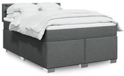 vidaXL Κρεβάτι Boxspring με Στρώμα Σκούρο Γκρι 160x200 εκ Υφασμάτινο