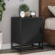 vidaXL Κομοδίνα 2 τεμάχια Μαύρο Κατασκευασμένο ξύλο και μέταλλο