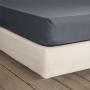 Σεντόνι Unicolors Με Λάστιχο Midnight Grey Nima Ημίδιπλο 120x232cm 100% Βαμβάκι