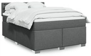 vidaXL Κρεβάτι Boxspring με Στρώμα Σκούρο Γκρι 140x190 εκ. Υφασμάτινο