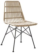 SALSA Καρέκλα Κήπου Βεράντας Μέταλλο Βαφή Μαύρο, Wicker Φυσικό  48x59x80cm [-Μαύρο-, -Φυσικό-] [-Wicker-, -Μέταλλο-] Ε241,1