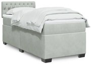 vidaXL Κρεβάτι Boxspring με Στρώμα Ανοιχτό Γκρι 80x200 εκ. Βελούδινο