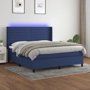 ΚΡΕΒΑΤΙ BOXSPRING ΜΕ ΣΤΡΩΜΑ &amp; LED ΜΠΛΕ 180X200 ΕΚ. ΥΦΑΣΜΑΤΙΝΟ 3138419