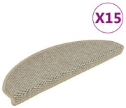 vidaXL Πατάκια Σκάλας Αυτοκόλλητα 15τεμ. Όψη Σιζάλ Αν. Πρ. 65x21x4εκ.