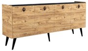 Μπουφές Jeslie  μελαμίνης oak-ανθρακί 180x40x79εκ