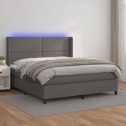 ΚΡΕΒΑΤΙ BOXSPRING ΜΕ ΣΤΡΩΜΑ &amp; LED ΓΚΡΙ 180X200 ΕΚ. ΣΥΝΘ. ΔΕΡΜΑ 3139341