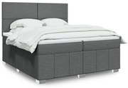 vidaXL Κρεβάτι Boxspring με Στρώμα Σκούρο Γκρι 200x200 εκ. Υφασμάτινο