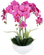 Τεχνητό Φυτό Σε Κασπώ Orchid 21123 Φ44x50cm Fuchsia GloboStar Πηλός,Ύφασμα