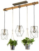 Φωτιστικό Οροφής - Ράγα Plant 301000367 3xE27 40W 115x22x150cm Antique Trio Lighting Μέταλλο,Ξύλο